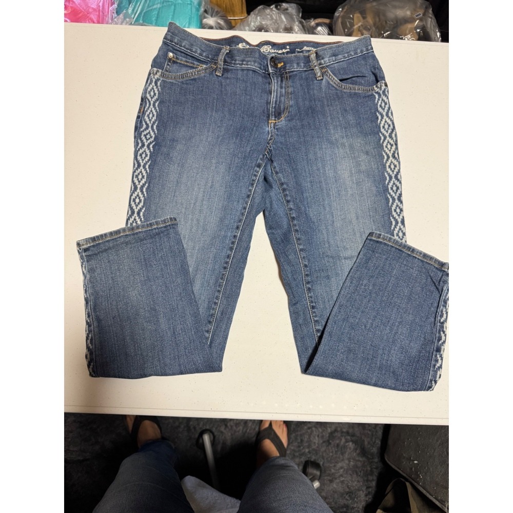 Eddie Bauer Specially Dyed jeans Women's Blue Denim Embroidered Side Size 6